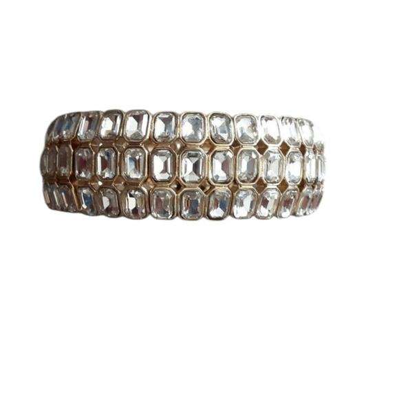 ANN TAYLOR RECTANGLE CRYSTAL STRETCH BRACELET - Picture 2 of 10